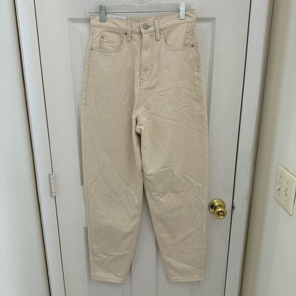 NWT WeWoreWhat Dani Boyfriend Pants Size 25 Sand Tan Khaki Straight Leg Jeans - Picture 1 of 8
